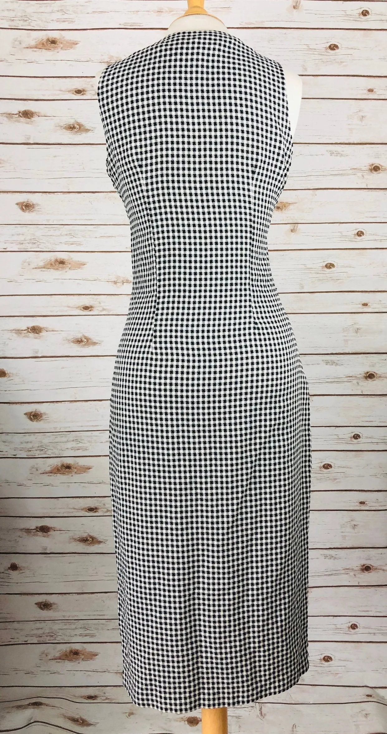 80s Dress Checkered boho Black and White Fitted