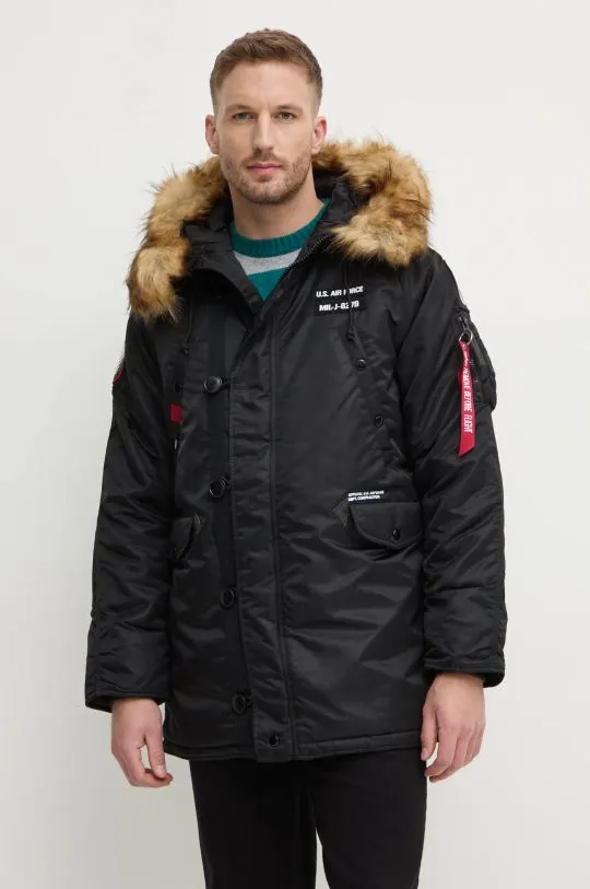 Alpha Industries parka N3B Airborne men's black color 188141.03