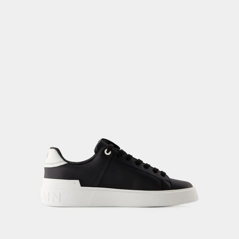 B Court Sneakers - Balmain - Leather - Black