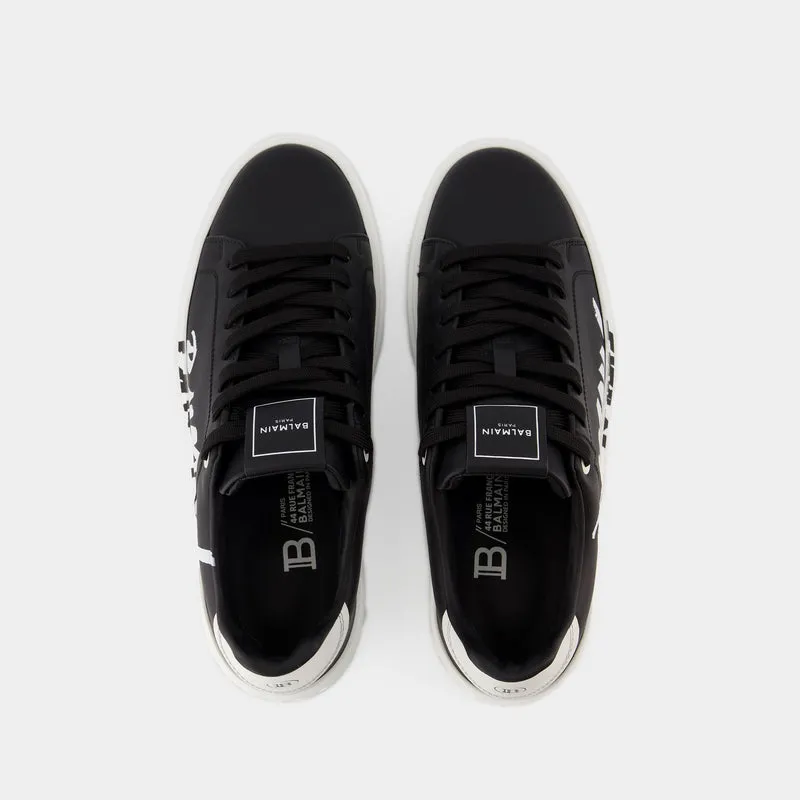 B Court Sneakers - Balmain - Leather - Black