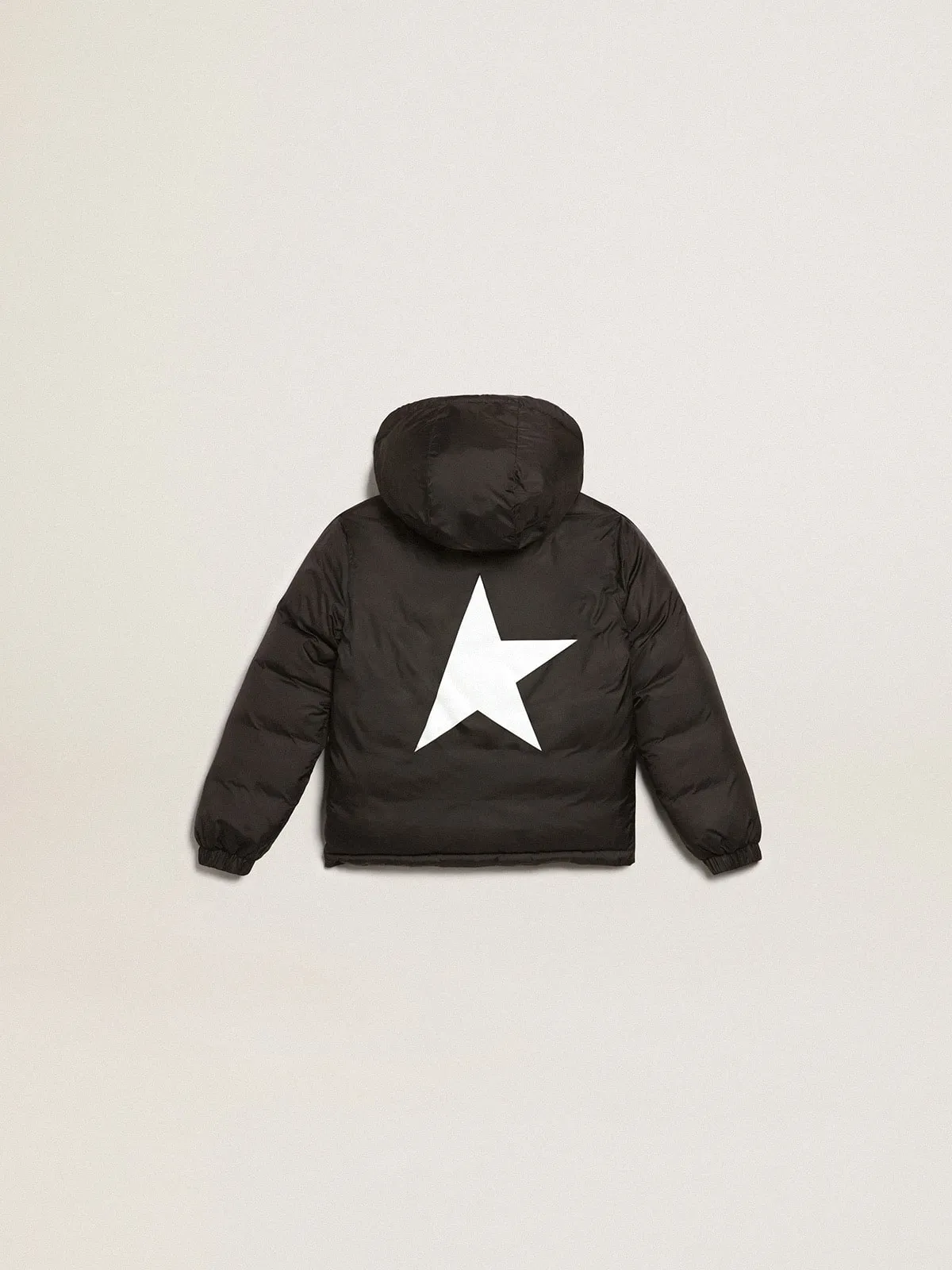 Black jacket with hood and maxi star on the back