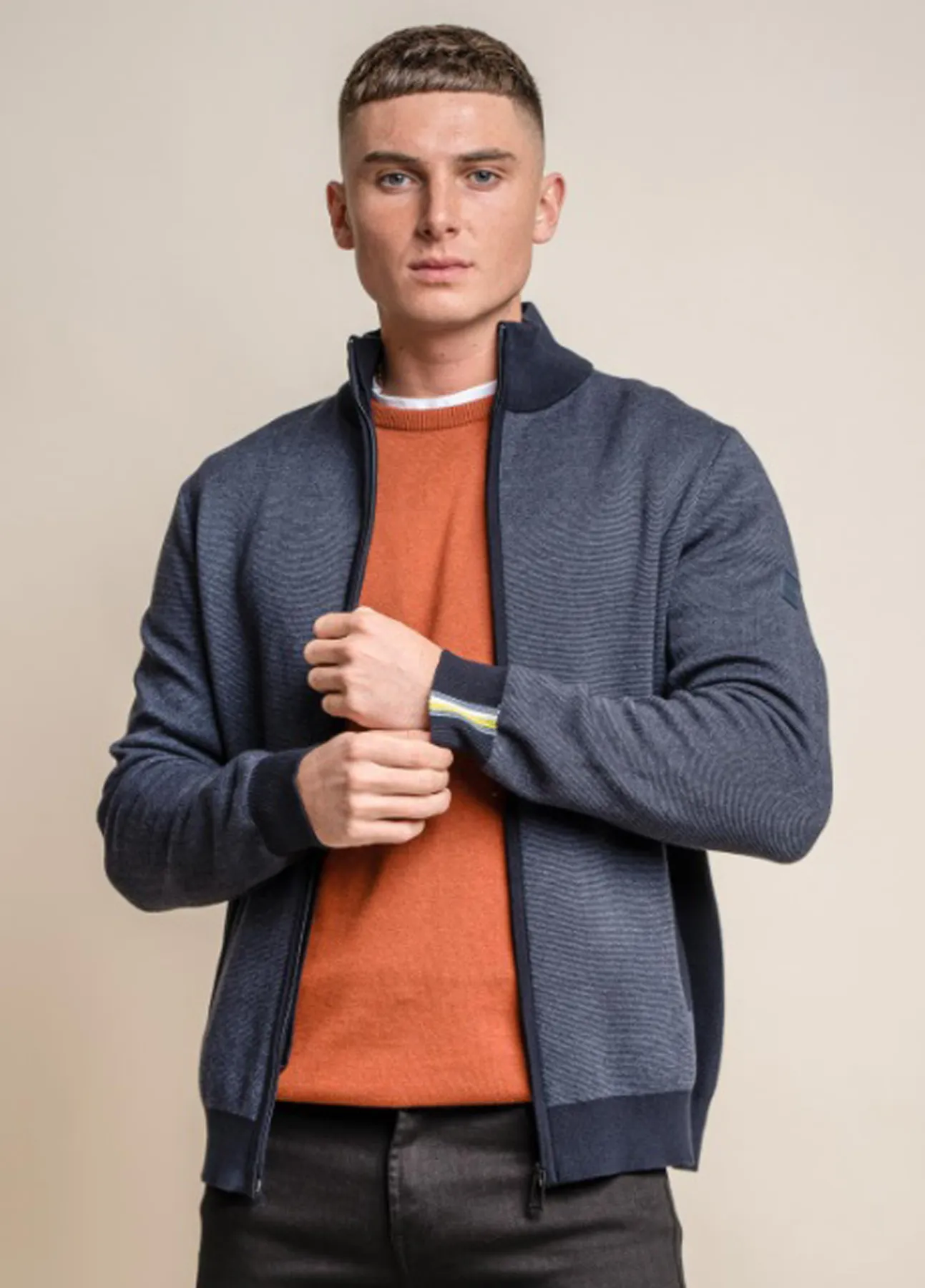 Cavani Knitted Cotton Zipped Men’s Jacket