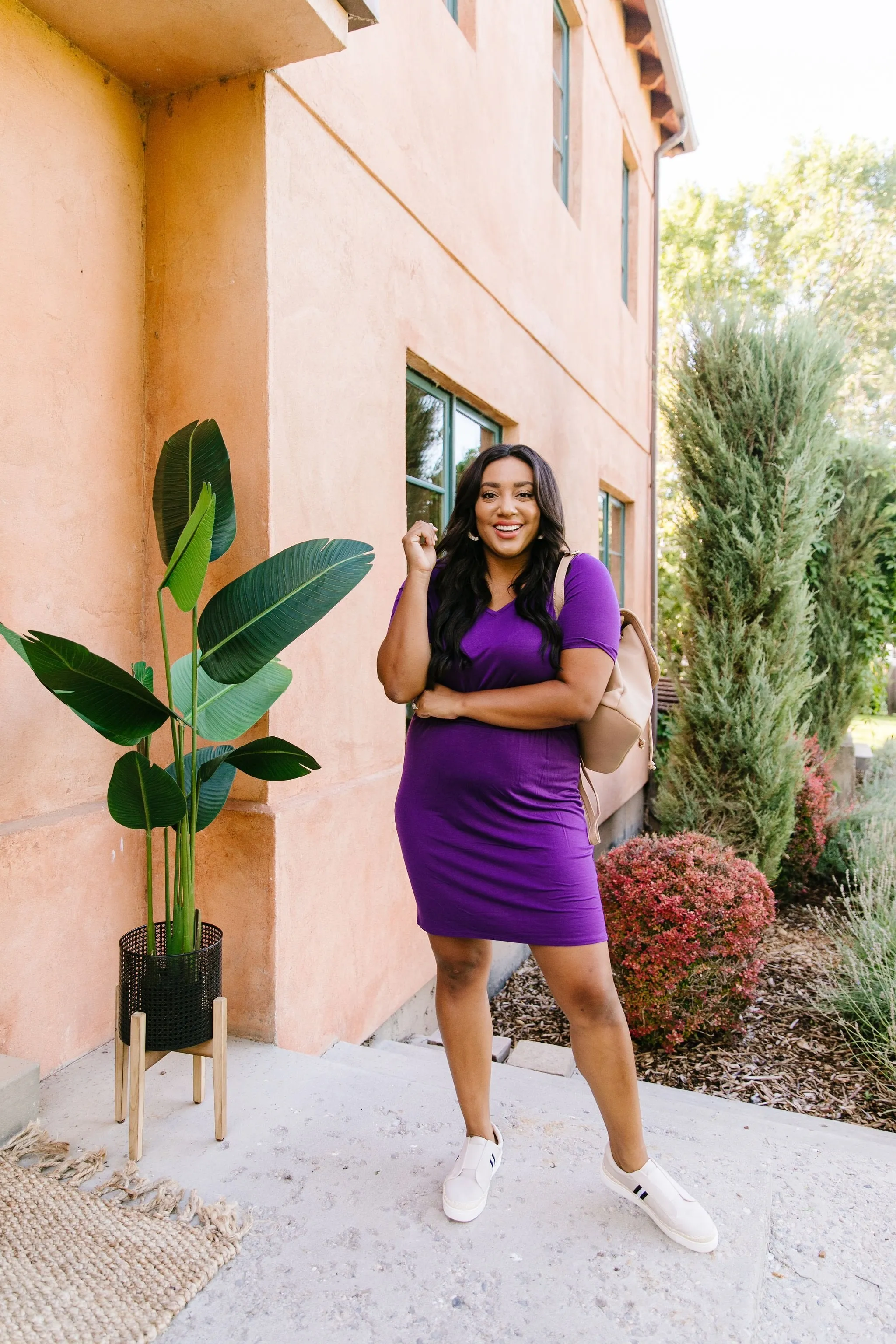 Cute Comfort Dress In Purple - On Hand