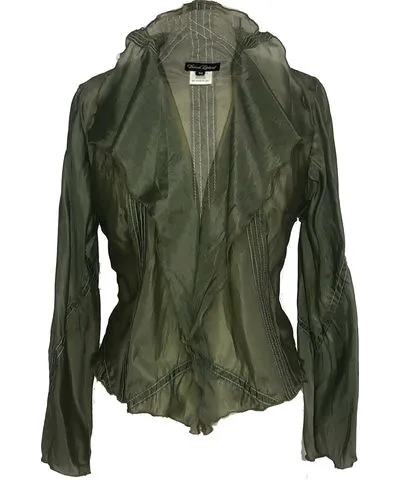 Deborah Lindquist Eco Lifestyle Women's Green Elinor Flutter Front Jacket