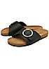 Dunlop Nisha Black Leather Crossover Buckle Footbed Sandals