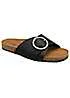 Dunlop Nisha Black Leather Crossover Buckle Footbed Sandals