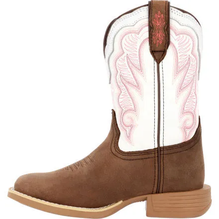 Durango® Lil' Rebel Pro™ Little Kid's Trail Brown and White Western Boot