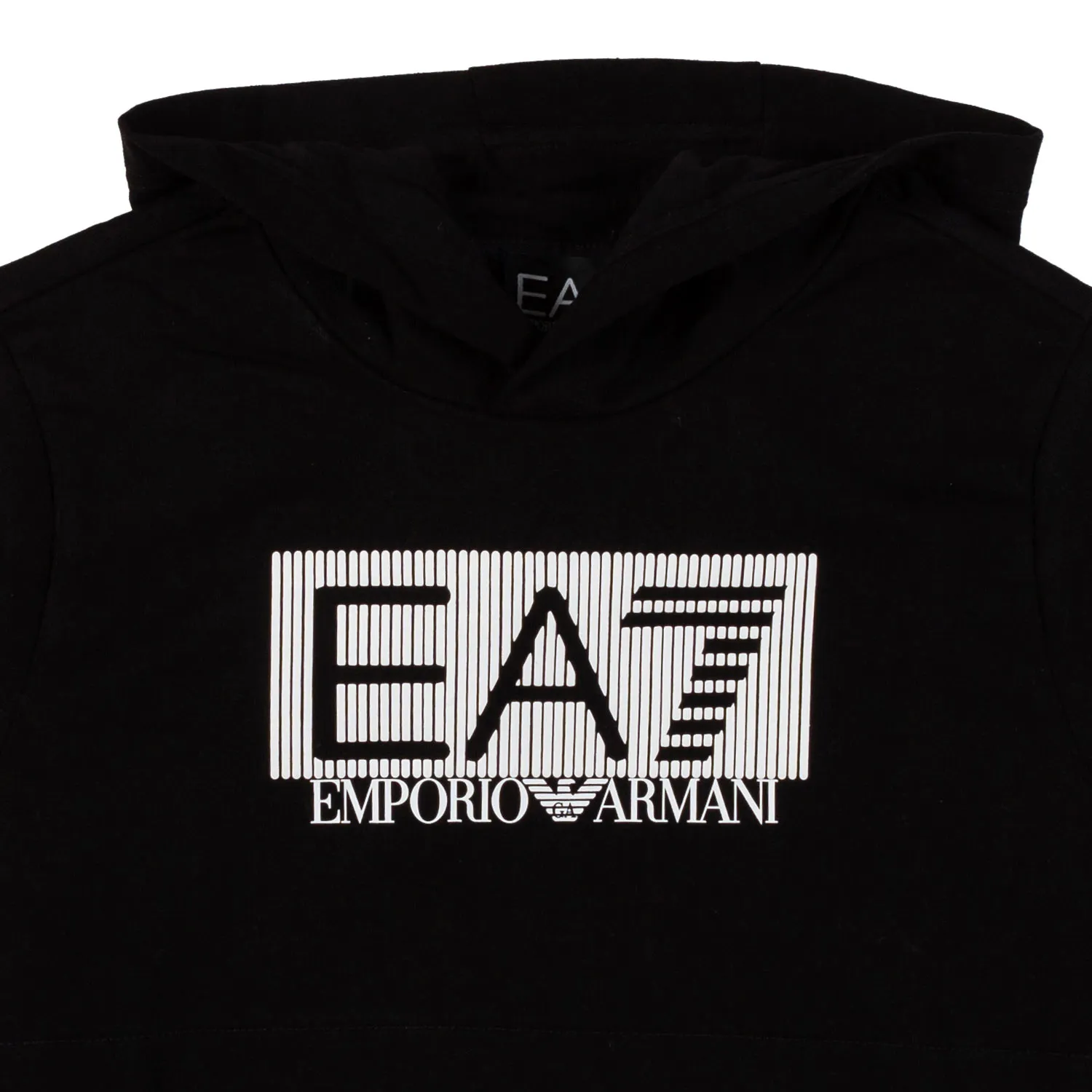 Ea7 Black Ea7 Sweatshirt With Hood And White Rubberized Logo