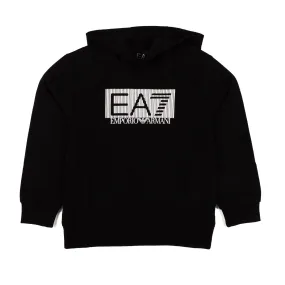 Ea7 Black Ea7 Sweatshirt With Hood And White Rubberized Logo