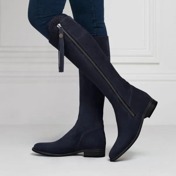 Fairfax & Favor Womens Regina Boot in Navy Suede