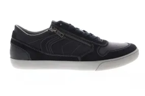 Geox U Box Mens Black Leather Low Top Lace Up Euro Sneakers Shoes