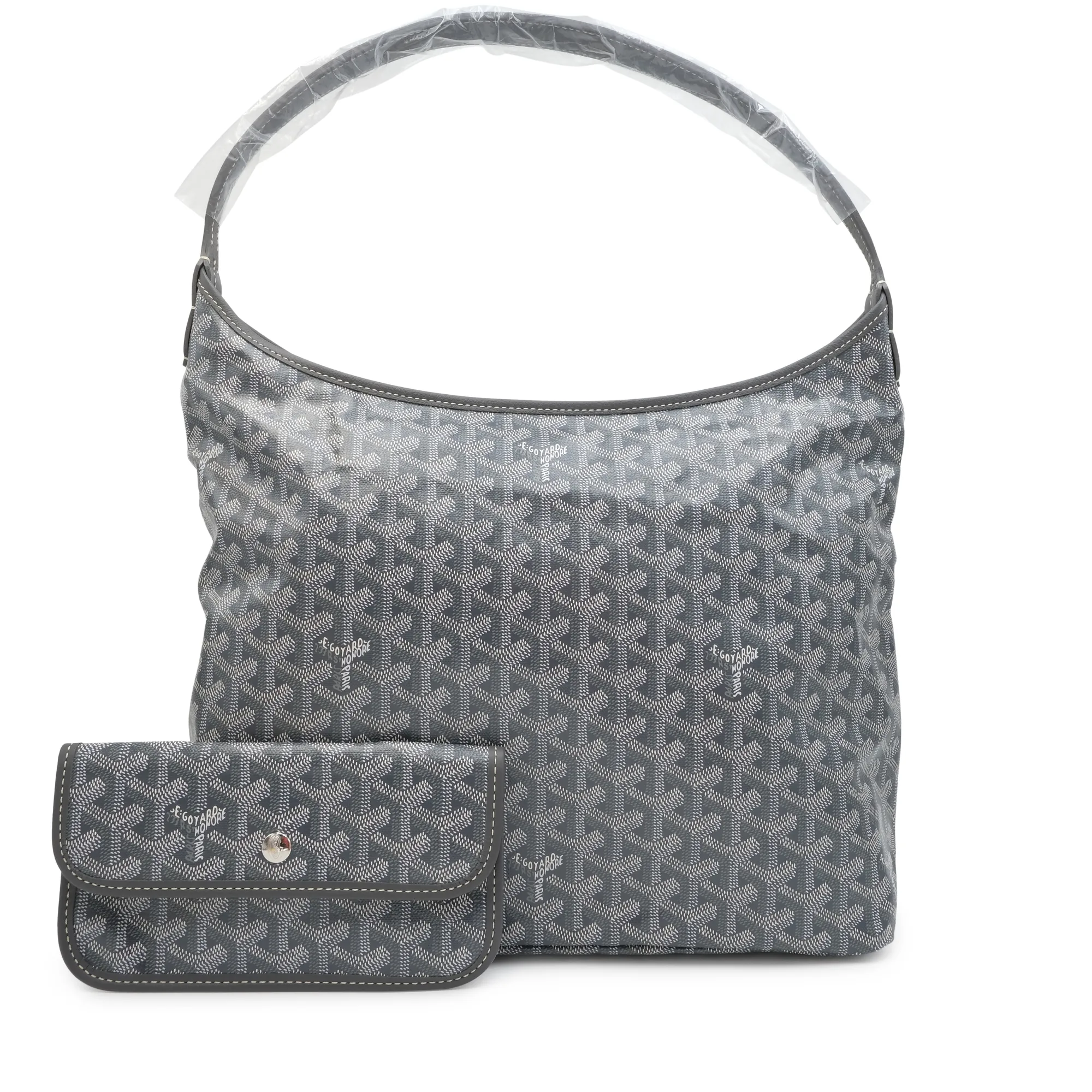 Goyard Grey Goyardine Canvas and Chevroches Calfskin Boheme Hobo Bag