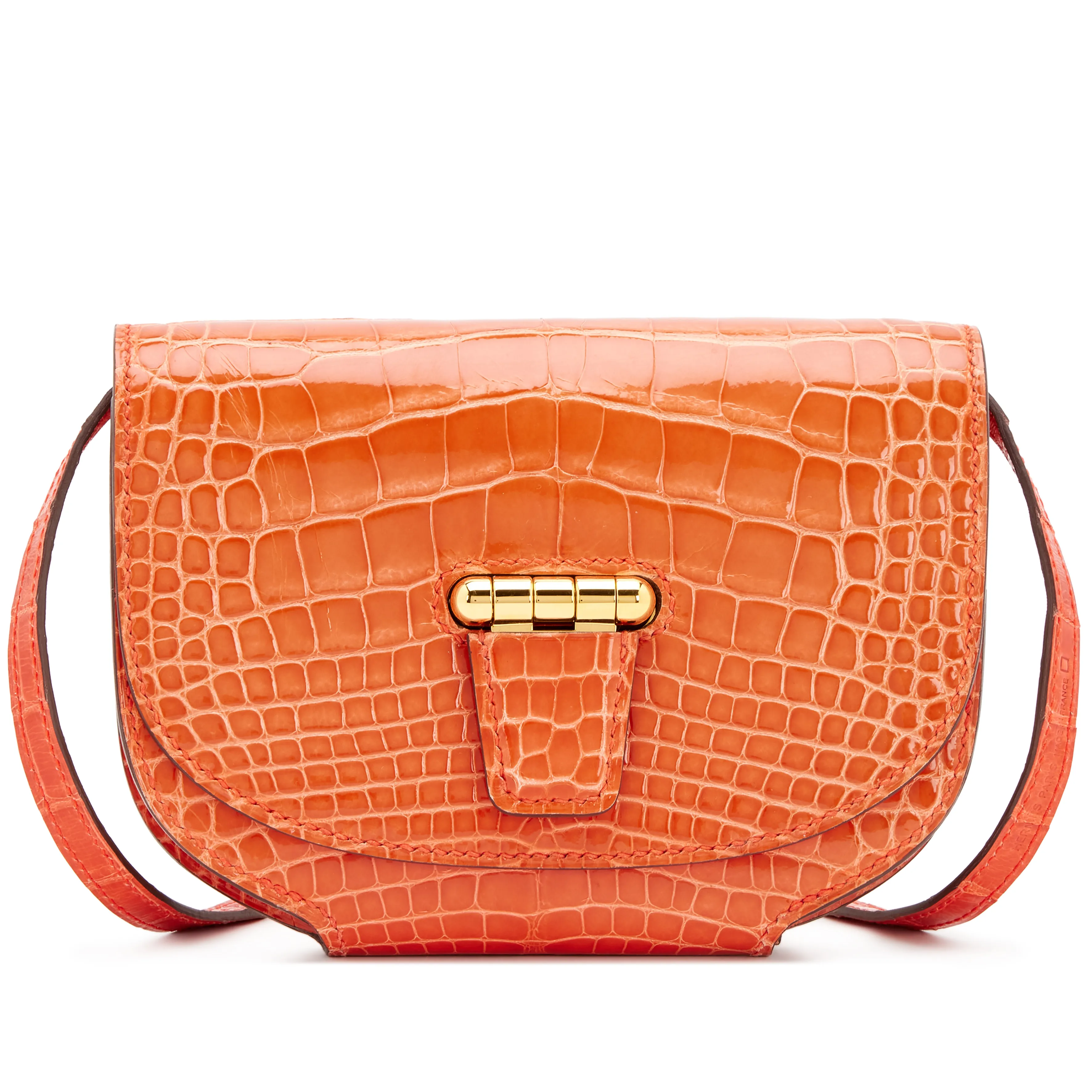 Hermès Rouge Indien Shiny Alligator Mini Convoyeur Bag Gold Hardware, 2017