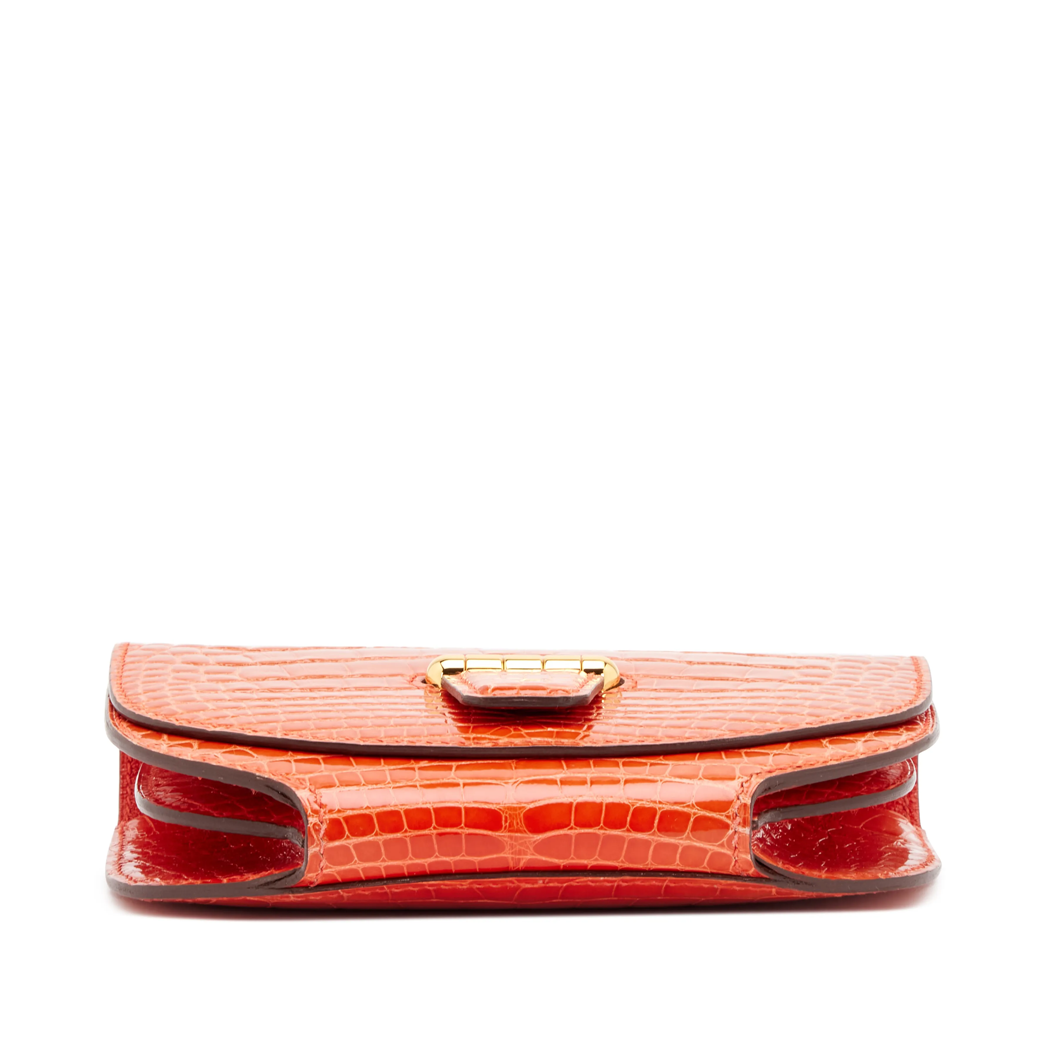 Hermès Rouge Indien Shiny Alligator Mini Convoyeur Bag Gold Hardware, 2017