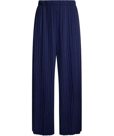 James Lakeland Women's Blue Pleated Navy Trousers