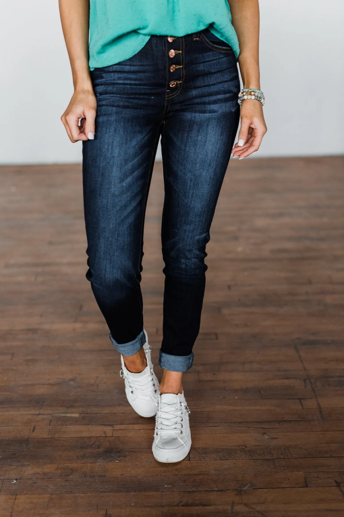 KanCan Button Fly Jeans- Dark Hope Wash