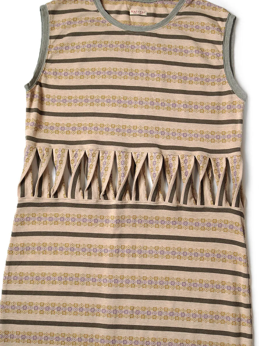 Kapital Sunrise Jacquard Border Jersey Abekobear Sleeveless Dress