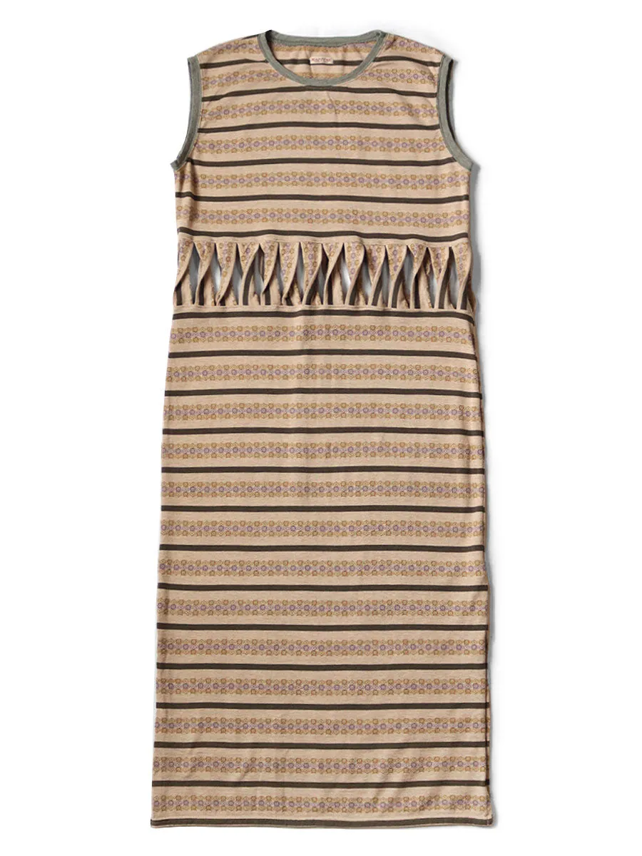 Kapital Sunrise Jacquard Border Jersey Abekobear Sleeveless Dress