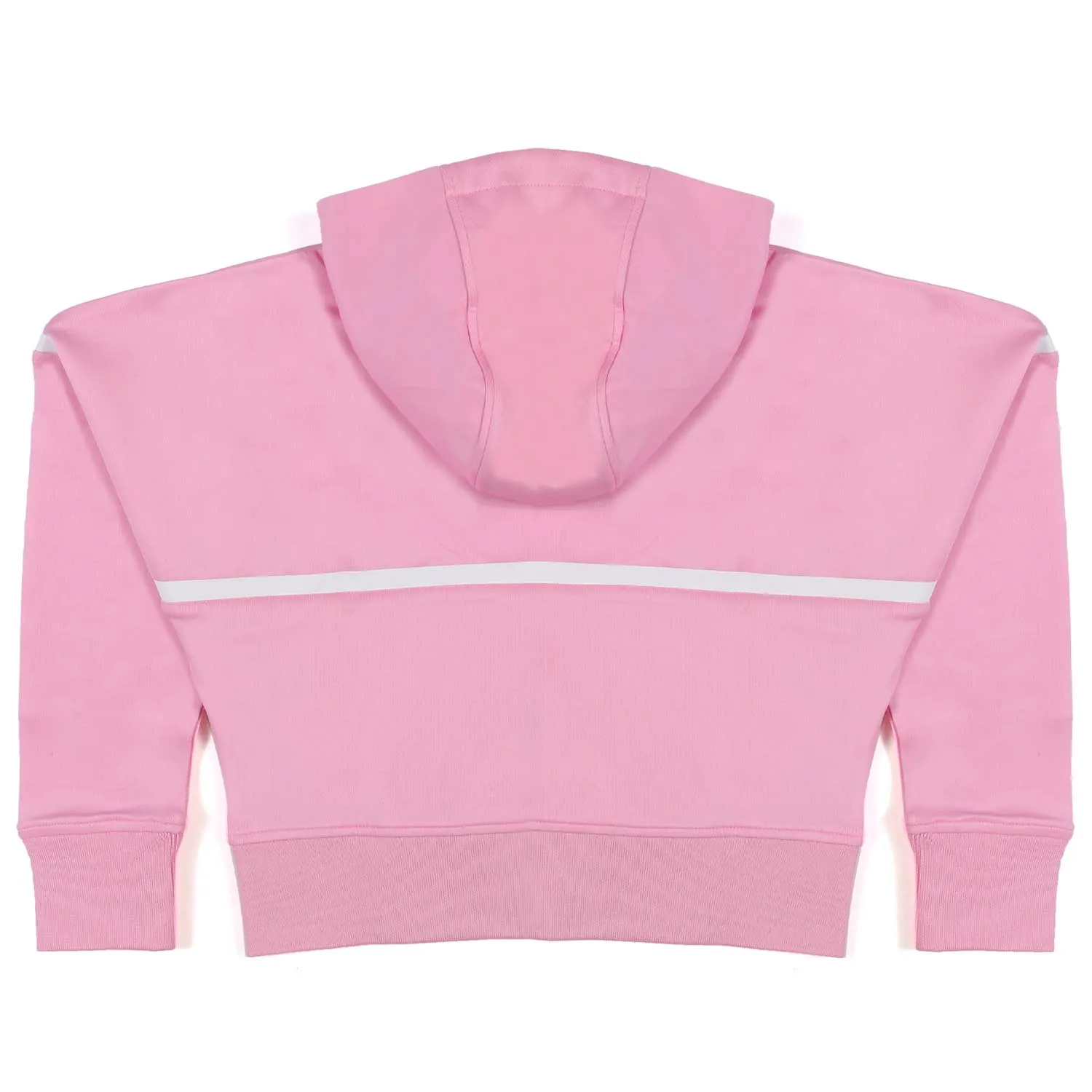 Karl Lagerfeld Pink And White Cropped Sweatshirt With Hood