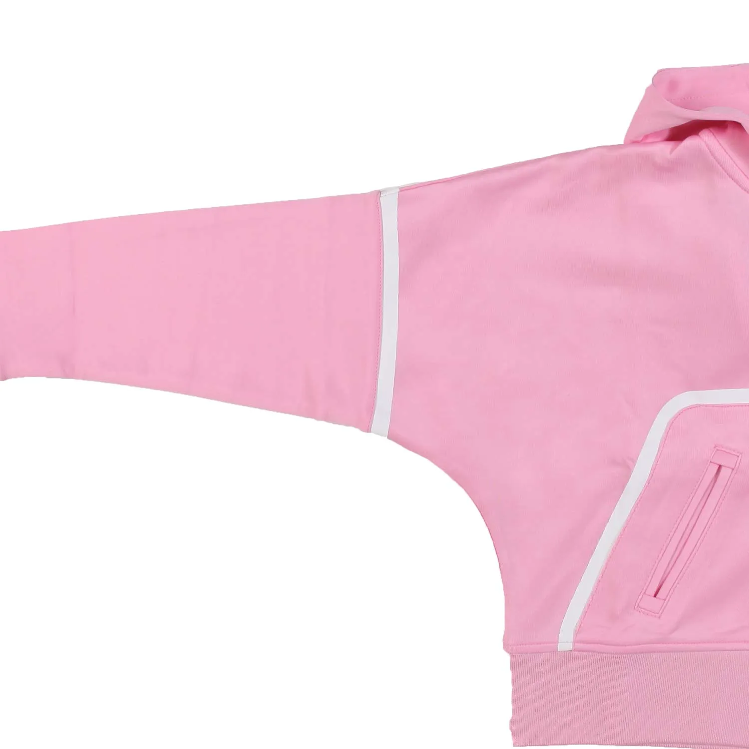 Karl Lagerfeld Pink And White Cropped Sweatshirt With Hood