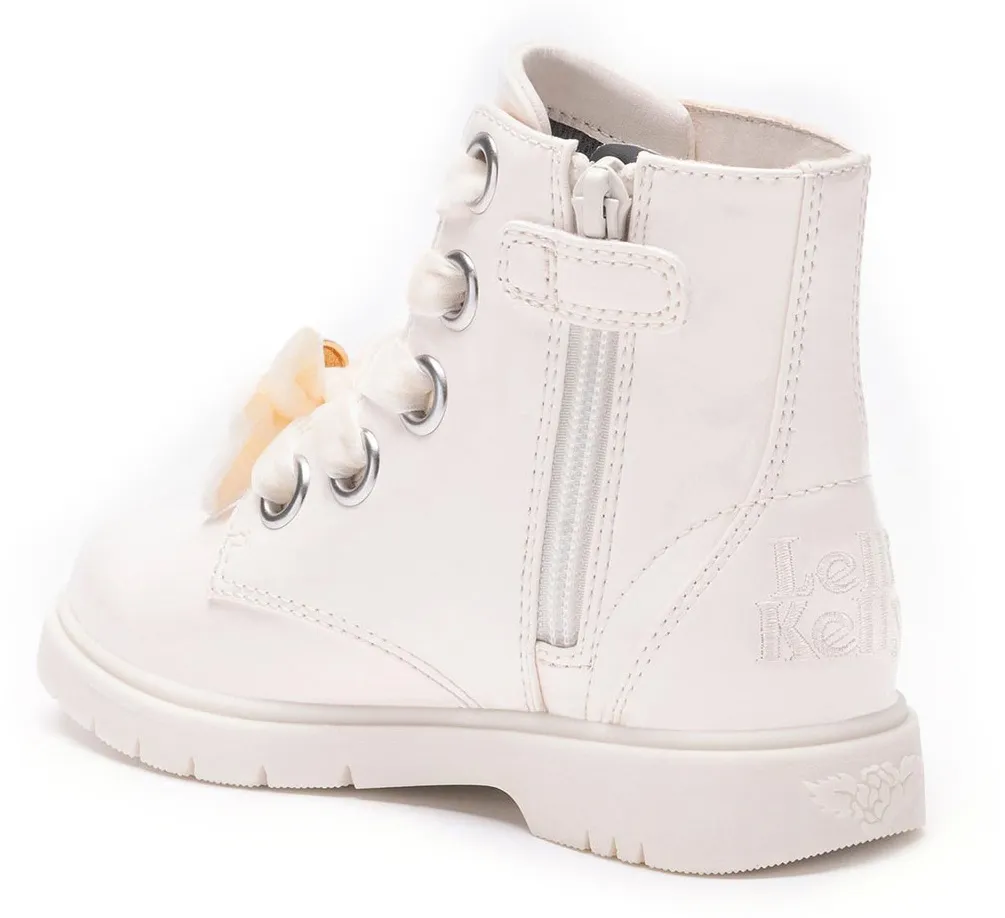 LELLI KELLY LK 4330 FIOR DIFIOCCO OFF WHITE FASHOIN ANKLE LEATHER BOOT