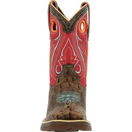 Lil' Rebel™ by Durango® Big Kids Gator Emboss Western Boot