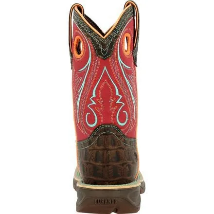 Lil' Rebel™ by Durango® Big Kids Gator Emboss Western Boot