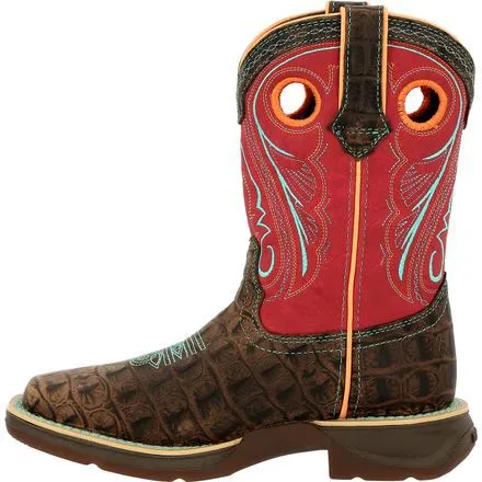 Lil' Rebel™ by Durango® Big Kids Gator Emboss Western Boot