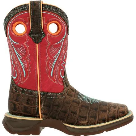 Lil' Rebel™ by Durango® Big Kids Gator Emboss Western Boot