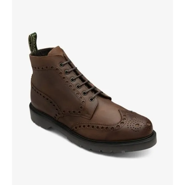 Loake Mens Gage Brogue Boot in Brown Oiled Nubuk