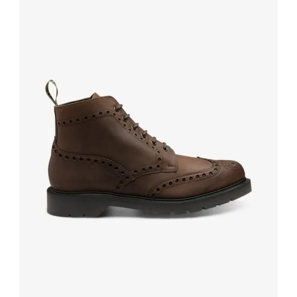 Loake Mens Gage Brogue Boot in Brown Oiled Nubuk