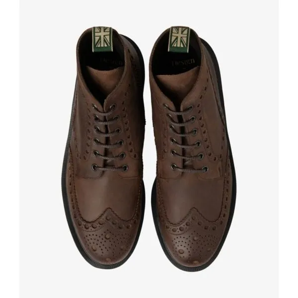 Loake Mens Gage Brogue Boot in Brown Oiled Nubuk