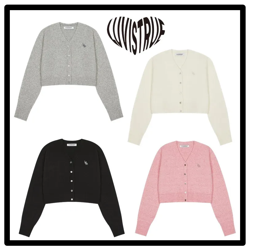 LUV IS TRUE  |Casual Style Street Style Cotton Logo Cardigans