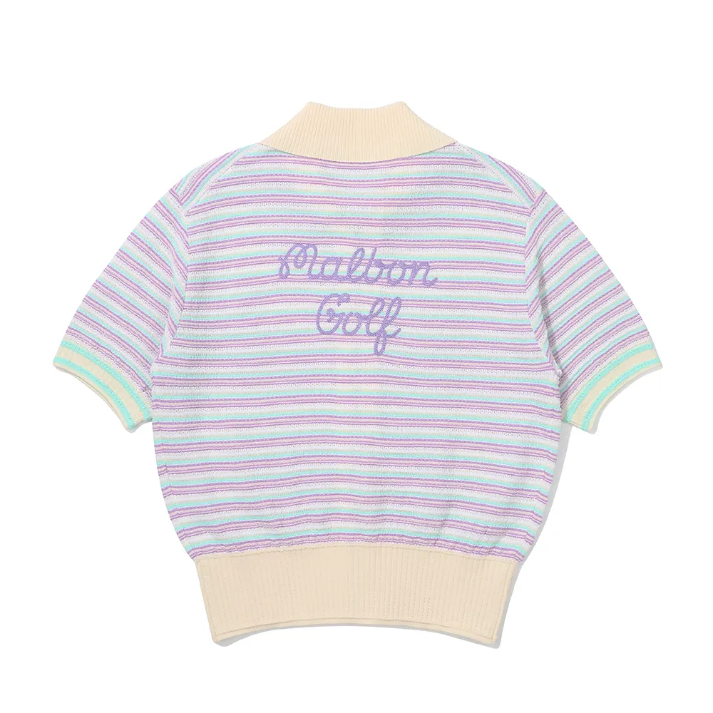 Malbon Golf  |Stripes Short Sleeves Cardigans