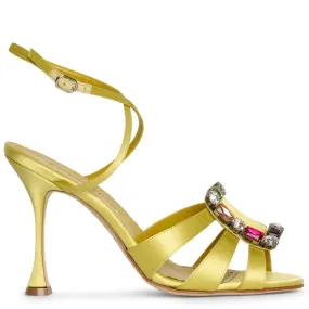 Manolo Blahnik Centina 105 chartreuse satin sandals