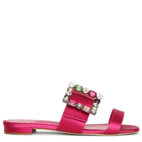 Manolo Blahnik Verdaflat pink satin sandals