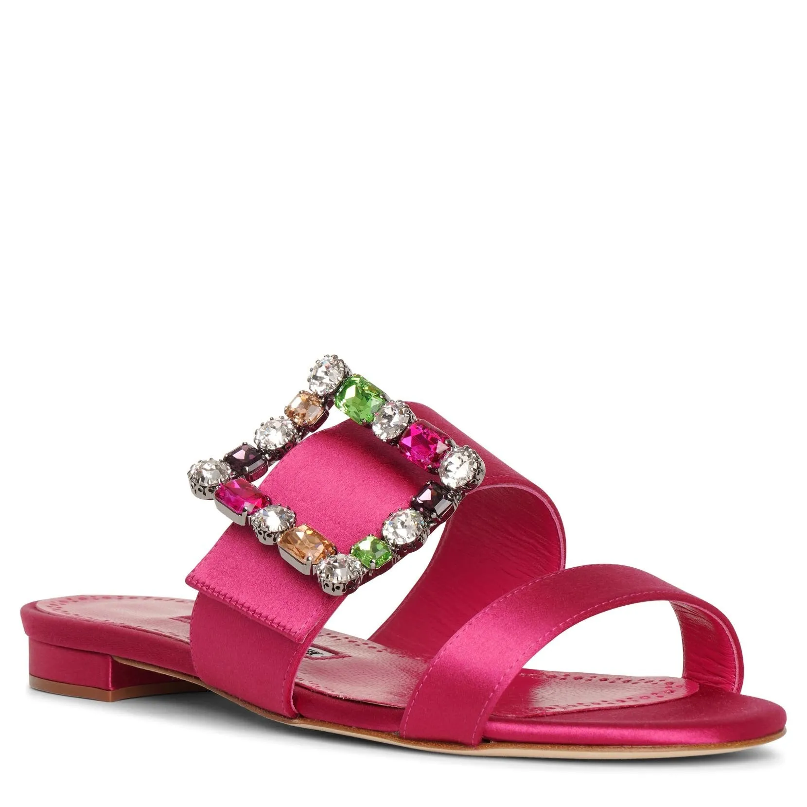 Manolo Blahnik Verdaflat pink satin sandals