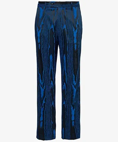 Martine Rose Mens Blue-Black Tailored abstract-print straight-leg relaxed-fit stretch-woven blend trousers