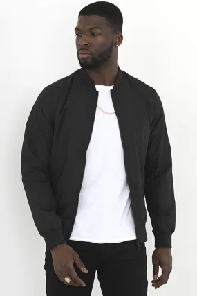 Men’s Brave Soul Bomber Black Crew Neck Lightweight Jacket