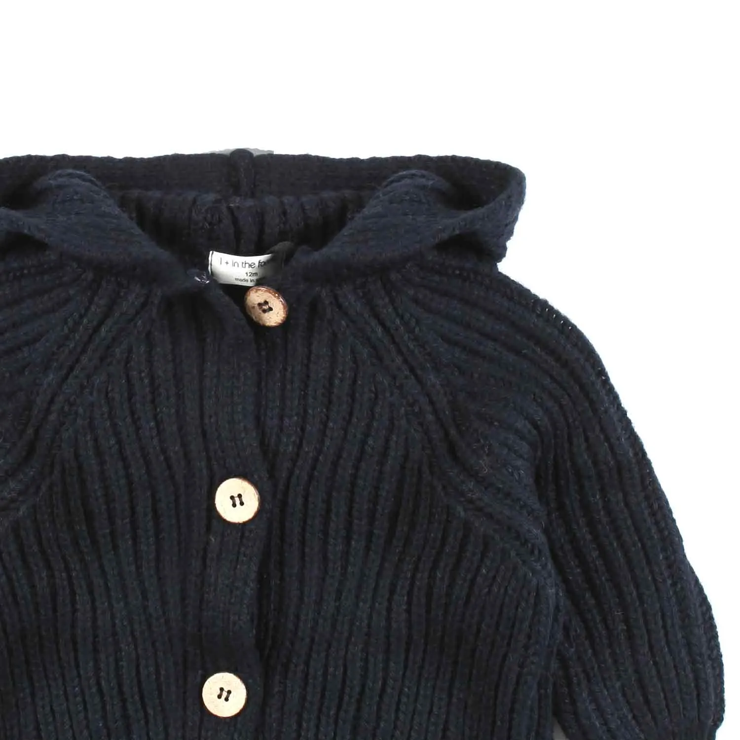 One More In The Family Unisex Aniol Navy Blue Cardigan With Hood