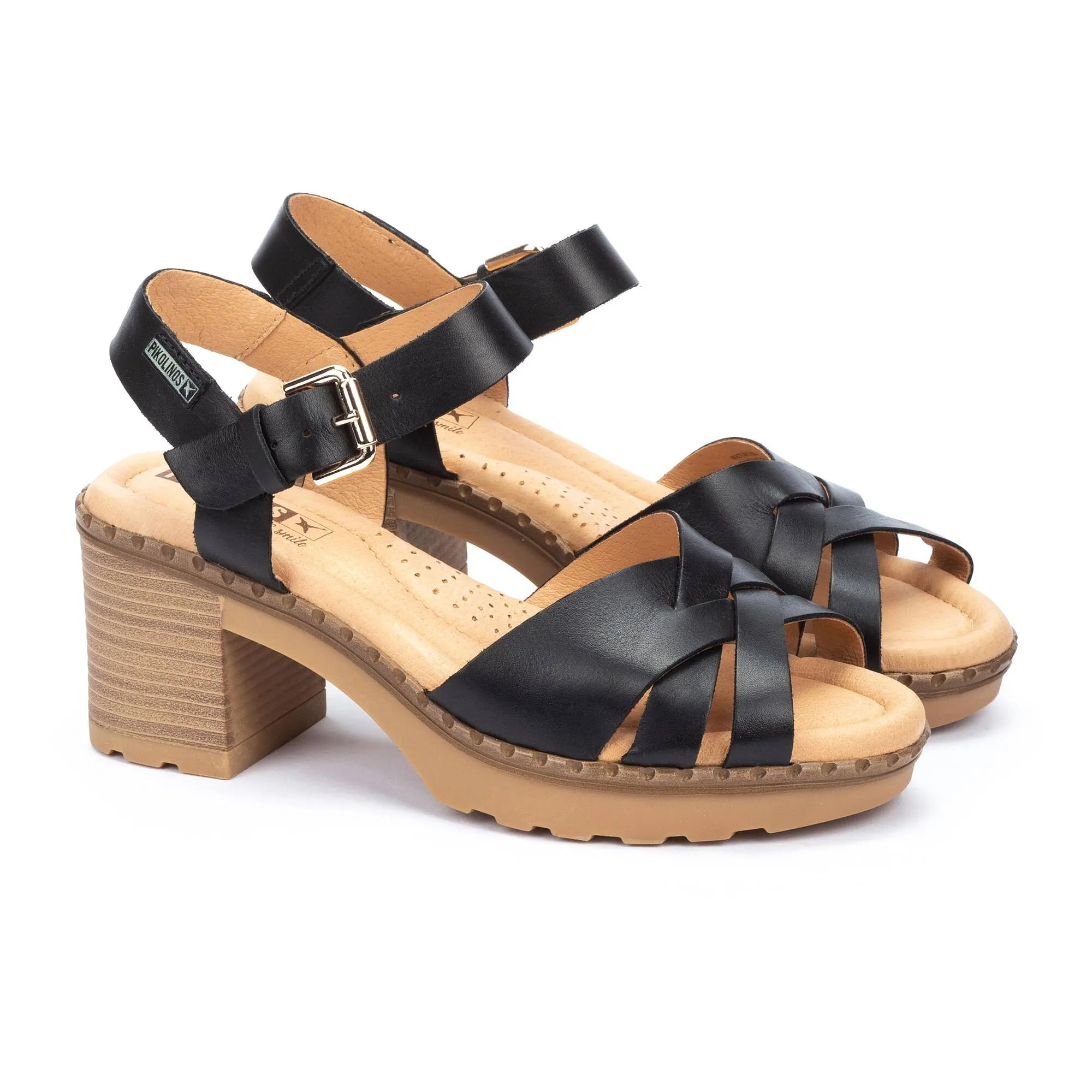 Pikolinos Women’s Canarias Leather Sandals-Black