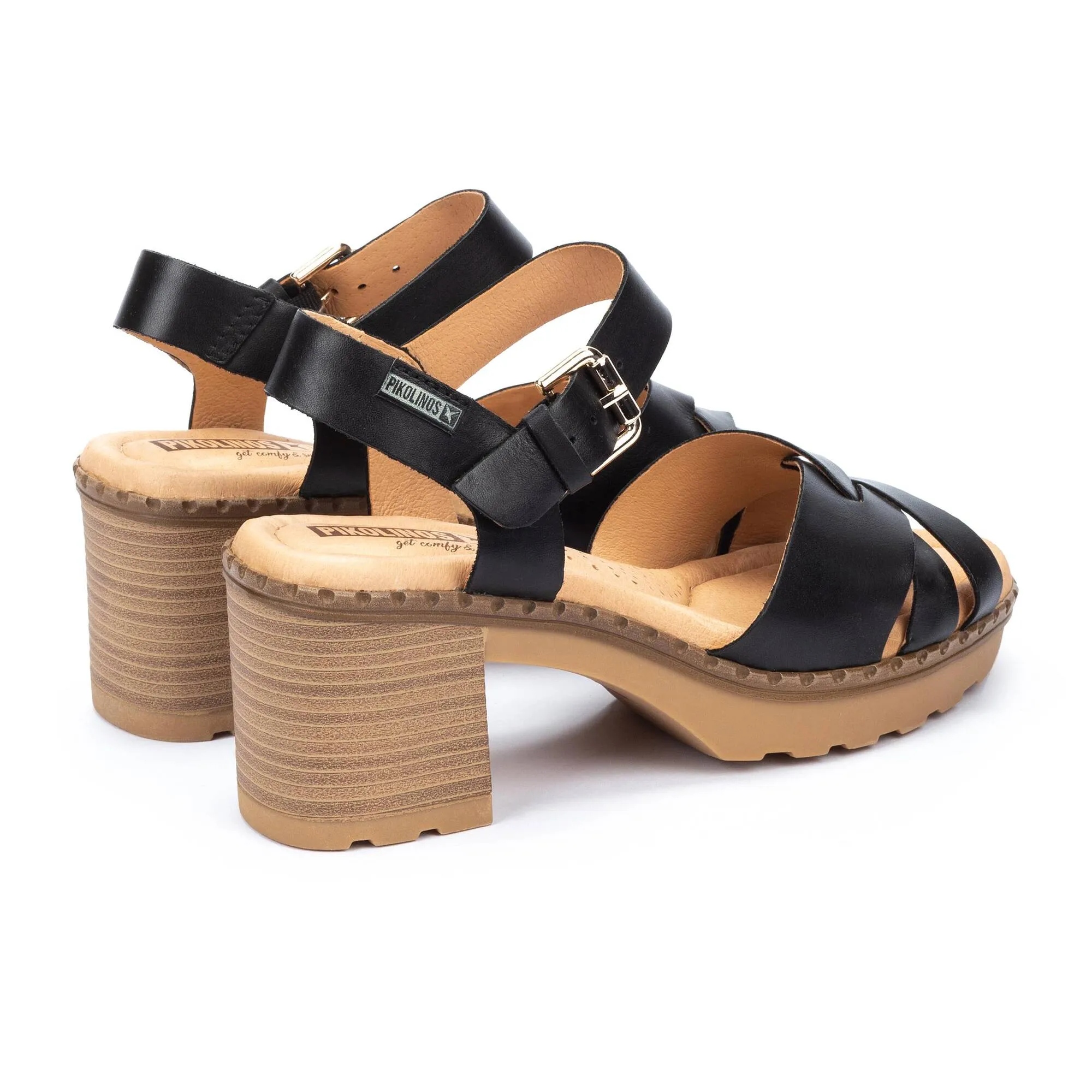 Pikolinos Women’s Canarias Leather Sandals-Black