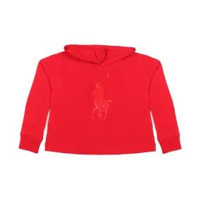 Ralph Lauren Red Long Sleeve Big Pony T-Shirt With Hood