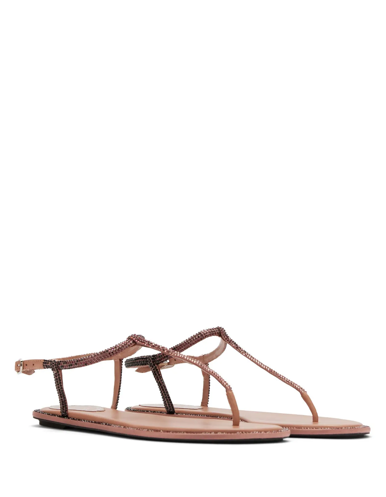 RENE' CAOVILLA Antique Pink Diana Low Jewel Sandals