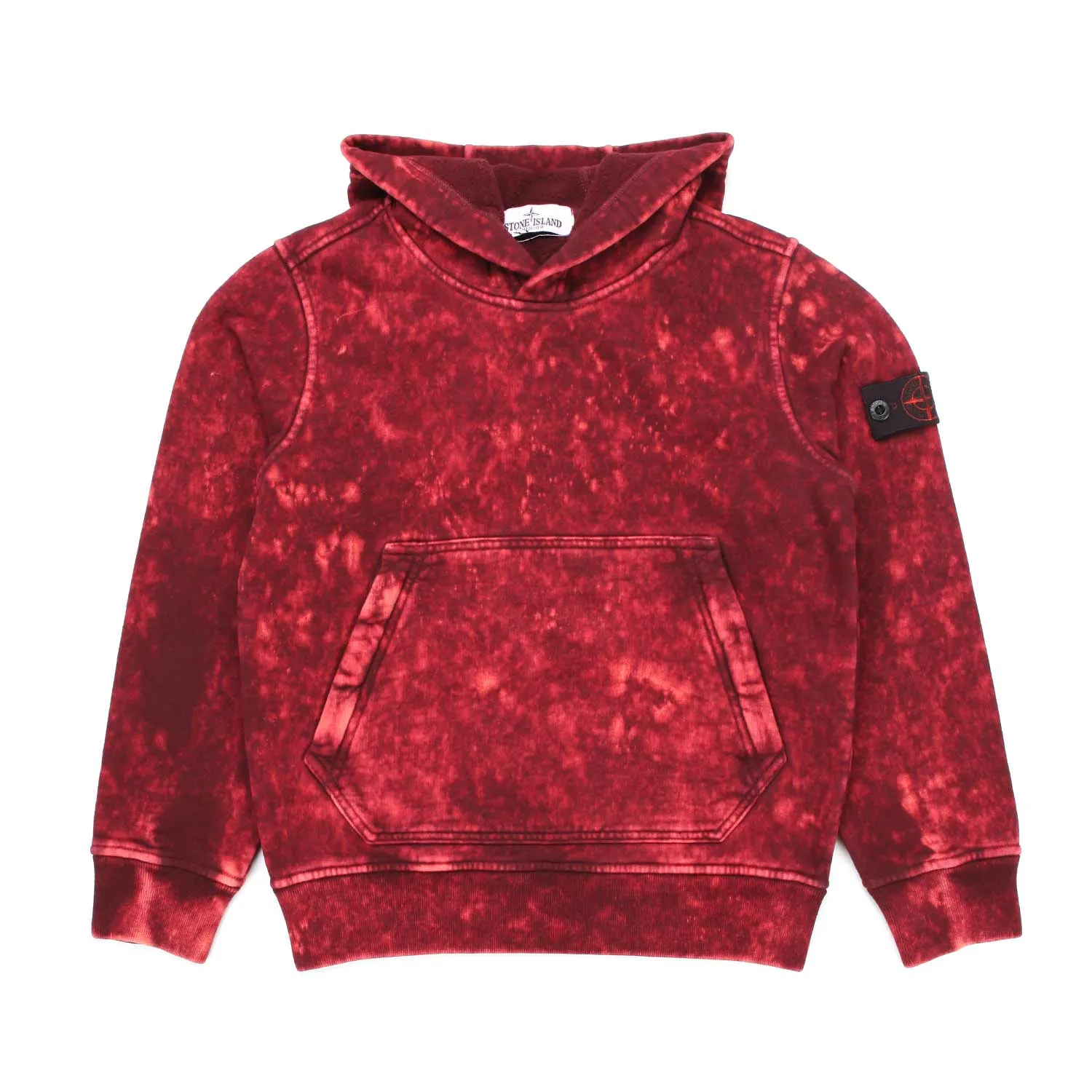 Stone Island Red Bleached Sweatshirt With Hood For Children And Teen