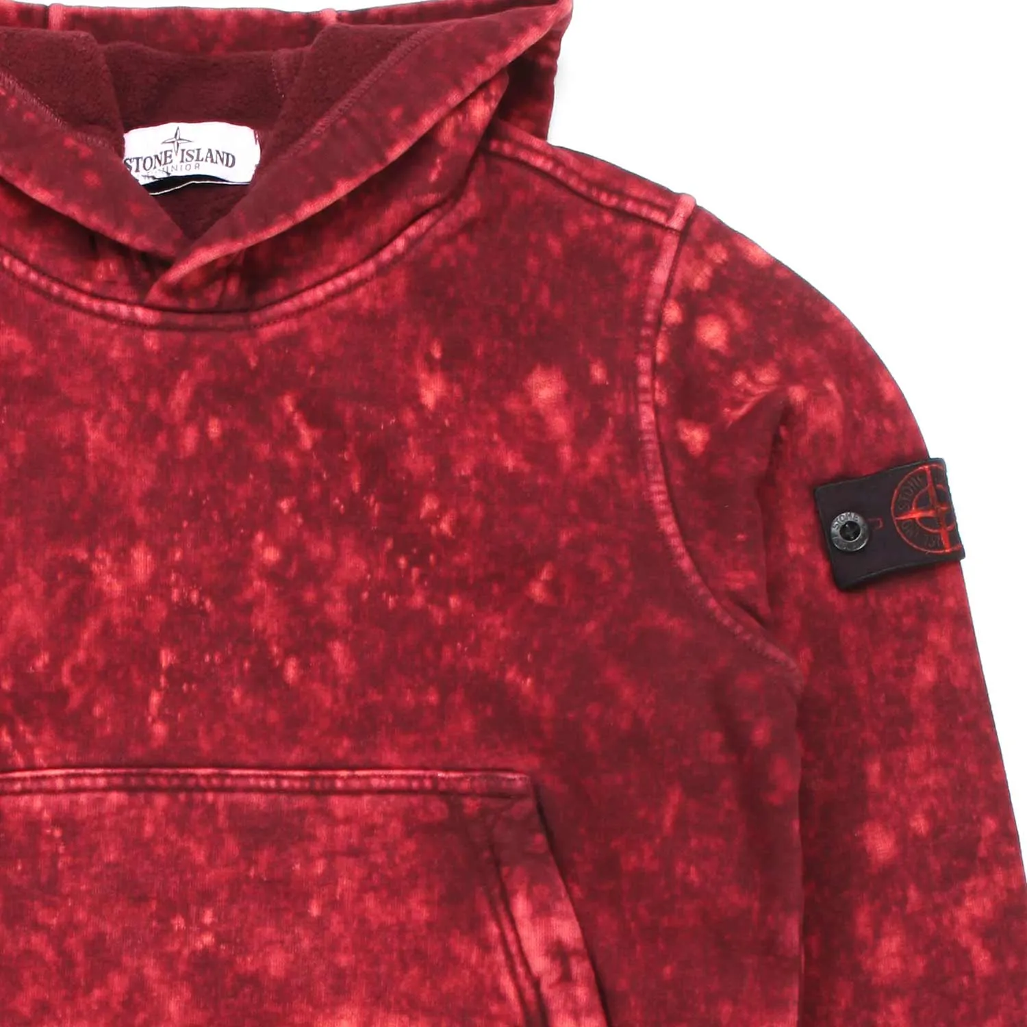 Stone Island Red Bleached Sweatshirt With Hood For Children And Teen