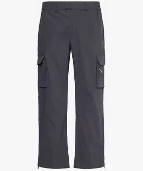 The Couture Club Mens Grey Patch-pocket straight-leg regular-fit shell cargo trousers