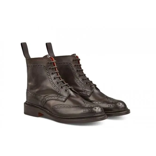 Trickers Womens Stephy Brogue Boot in Burnished Espresso