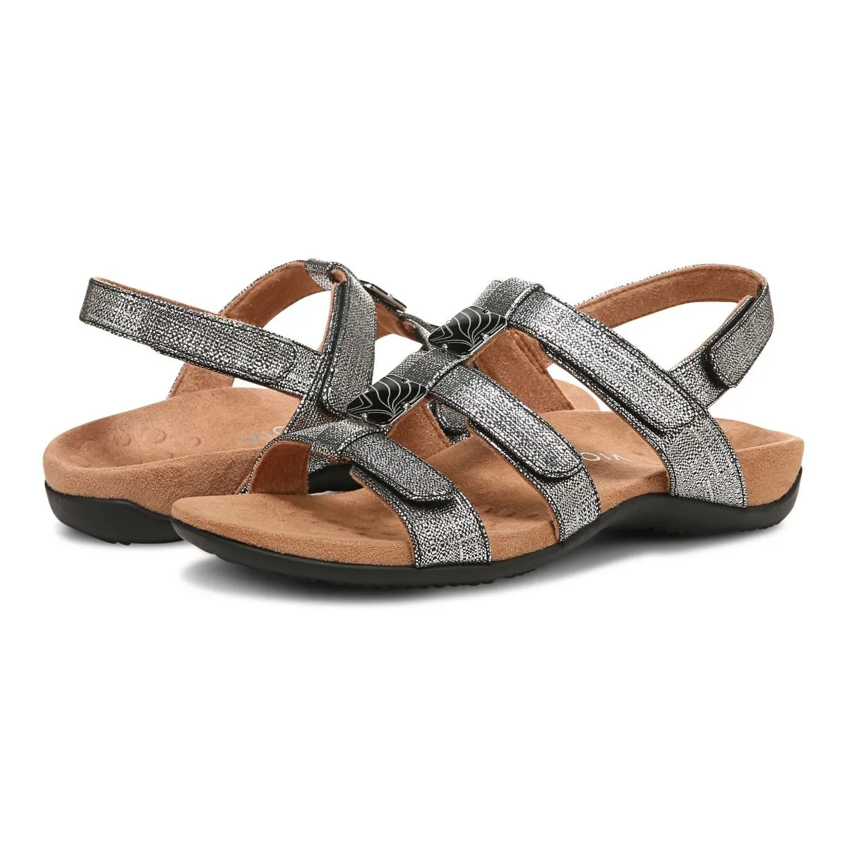 Vionic Women’s Amber Sandals-Black Metallic